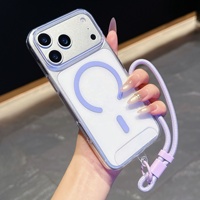 Nouvelle coque de téléphone magnétique ultra-fine transparente effet cristal de glace avec cordon pour iPhone 17 16 Pro Max, compatible charge sans fil