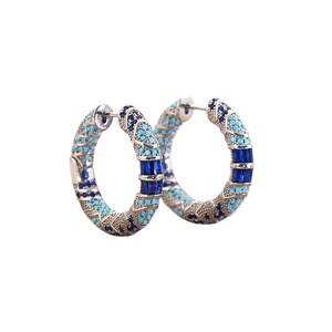 Orecchini a Cerchio Geometrici Blu per Donne, Gioielli Etnici Delicati e di Tendenza - Product Image 1