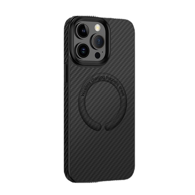 Wireless Charger Carbon Fiber Mobile Phone case for iphone 14 13 12 Plus,for iphone 15 Pro Max Phone case Black