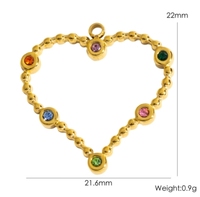 Acier inoxydable DIY Bijoux en forme de coeur Pendentif Pierres précieuses colorées Conception évidée polyvalente Pendentifs à la mode Charmes