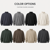 Sweat-shirt col montant en coton 100% 450 GSM, coloris marine, gris et uni, faible MOQ, confortable