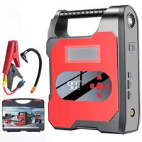 NCFKOS Affichage numérique 32000mAh Démarreur automatique de saut de voiture avec compresseur d'air Démarreur de saut de voiture 12V avec gonfleur de pneu