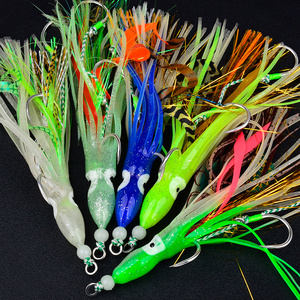 PROBEROS Luminous Octopus Assist Señuelo de Pesca de Arrastre con 3 Anzuelos, Cabeza de Plástico y Falda, Cebo Duro Artificial para Pesca en Aguas Profundas - Product Image 4