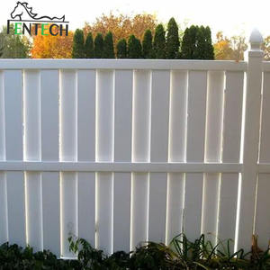 Panneaux <span class=keywords><strong>de</strong></span> clôture semi-privés en PVC vinyle blanc Fentech 6x8 pieds avec poteaux, résistants aux UV, type Shadow Box - Product Image 3
