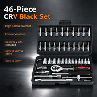 Jeu de 46 embouts et douilles en acier au carbone chromé forgé, avec clé à cliquet 1/4 et embouts hexagonaux Torx pour réparation de motos et projets DIY
