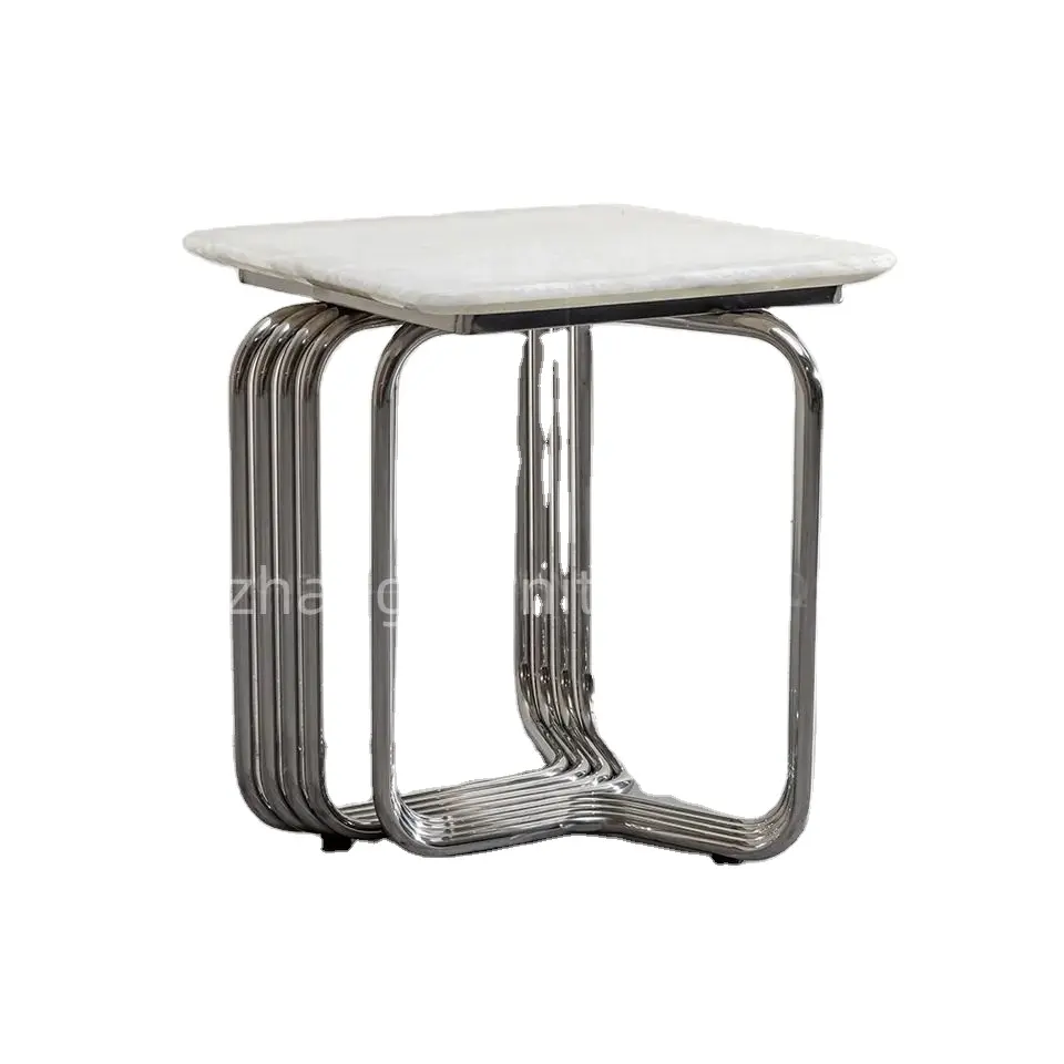 가벼운 고급 대리석 사이드 테이블 창조적 인 발코니 작은 커피 테이블 침대 옆 캐비닛 원형 테이블