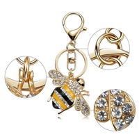 Porte-clés en cuir abeille orné de diamants, pendentif de sac pour femme, cadeau créatif transfrontalier, best-seller