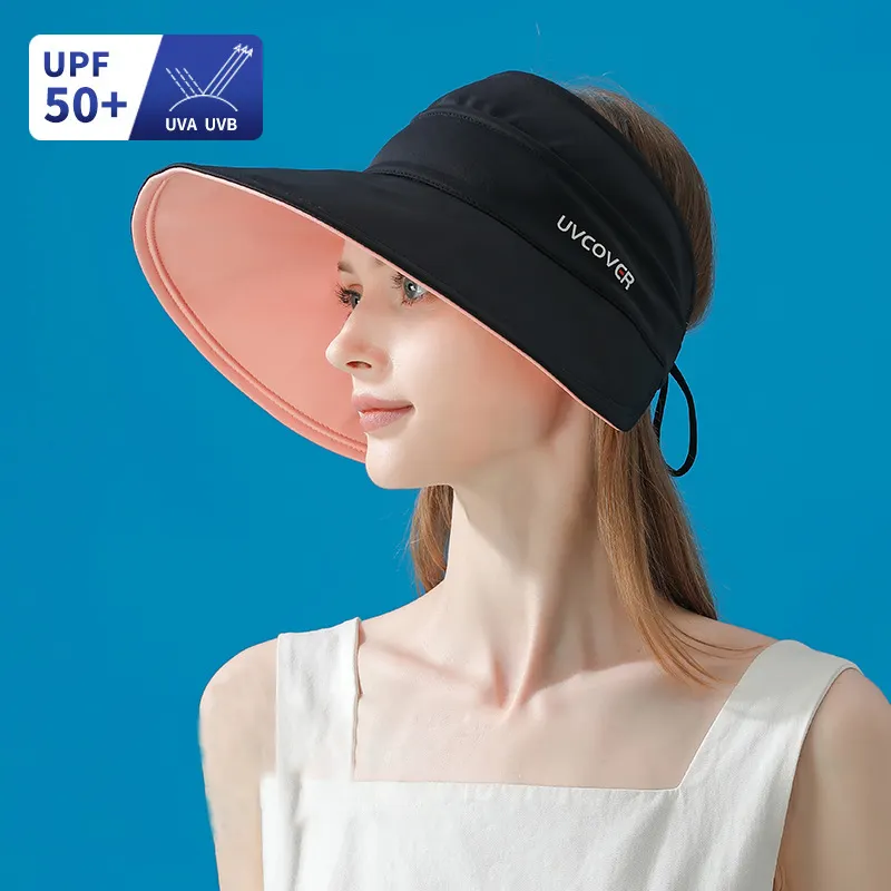 2024 yüksek kalite güneşlik şapka açık spor plaj kadınlar için çift taraflı UV güneş koruma Visor kap