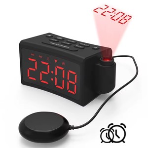 Réveil numérique à <span class=keywords><strong>projection</strong></span> vibrant avec port de chargement USB pour chambre à coucher et bureau – Meilleure vente - Product Image 1