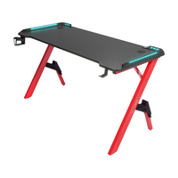 Table de jeu PC professionnelle moderne multifonctionnelle en bois avec éclairage LED et porte-gobelets pour bureaux