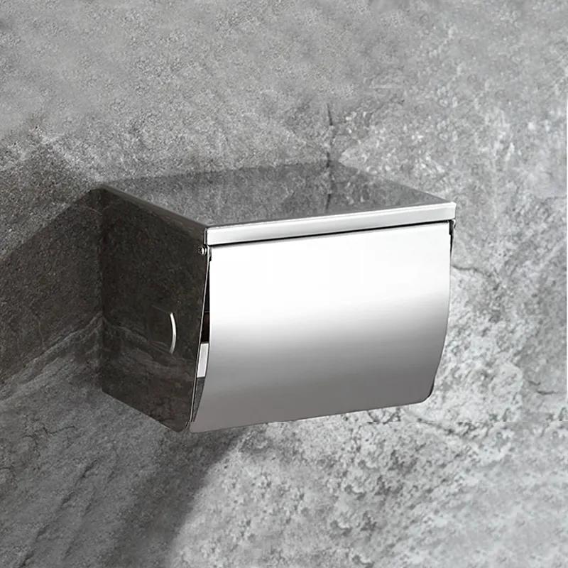 Stainless Steel Toilet Paper Holder Box Paper Roll Dispenser Self Adhesive Paper Holder For Bathroom