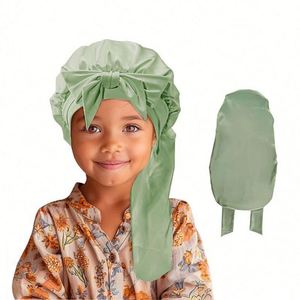 Gorro de Dormir Largo de Seda y Satén para Niñas, con Banda Elástica para Cabello Rizado, Regalo Promocional - Product Image 2