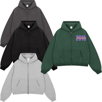 Sweat à capuche zippé surdimensionné de bonne qualité avec broderie en tissu polaire personnalisé