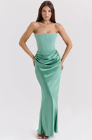 Robe de soirée sirène élégante en satin mauve Joydressing, bustier, sexy, avec corset et drapé, pour fêtes, vente en gros, sur mesure