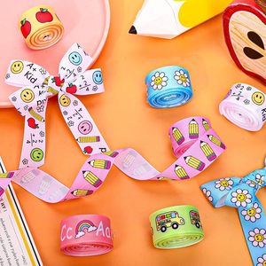 Cinta de grogrén 100% poliéster personalizada con logo, estampada a doble cara, resistente al encogimiento, con patrón de alfabeto de manzana, para la vuelta al colegio. - Product Image 4