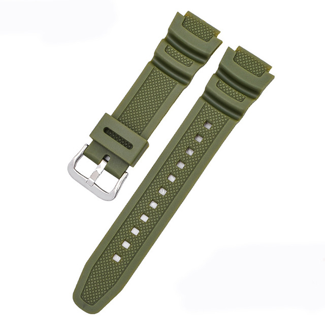 18mm Protruding PU Sport Watch Strap for AE 1000 1100 1200 1300 W218H AEQ 110 F108 Silicone Rubber Resin Wrist Watch Band