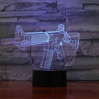 Lampe de chevet LED 3D en acrylique en forme de pistolet, 7 couleurs changeantes, commande tactile, lumière d'ambiance chaude, décoration de la maison, cadeau