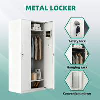 Armoire métallique à bord étroit avec 2 portes, serrure électronique, pour chambre d'enfant, en acier, rangement pour vêtements d'enfants