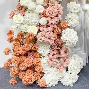 Promesa nuevo diseño boda decoración flor telón de fondo personalizado Artificial Hortensia flor arco para la venta