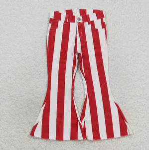 ขายส่งกางเกงยีนส์เด็กผู้หญิงสไตล์ตะวันตกสำหรับฤดูใบไม้ผลิ กางเกงขาบานลายทางหลากสี - Product Image 5