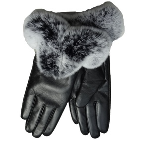 Gants en <span class=keywords><strong>cuir</strong></span> de mouton véritable pour femmes, en <span class=keywords><strong>laine</strong></span> et en lin, avec fourrure de renard, vente chaude, personnalisation 2026, échantillon disponible - Product Image 1