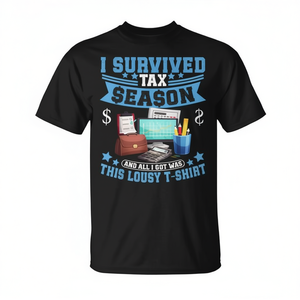 Camiseta I Survived Tax Season, camiseta negra con humor contable CPA para hombre - Product Image 2