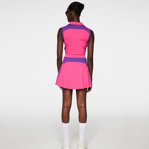 Women's Custom Logo Breathable Golf Clothing Sleeveless Preppy V-Neck Knit Polo High-Waisted <b>Elastic</b> A-Line <b>Skirt</b> Set Printed - Product Image 2