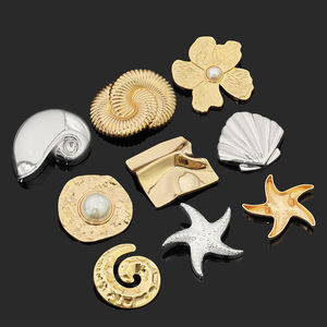Boutons personnalisés pour l'industrie du textile : boutons irréguliers en forme de coquillage, conque, étoile de mer, boutons à tige en métal alliage de forme spéciale, boutons étoile. - Product Image 1