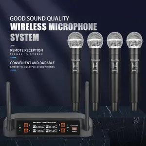 Gooermi R08 4 canais sem fio Handheld microfone sistema com interruptor de alimentação Volume ajustável para casa KTV