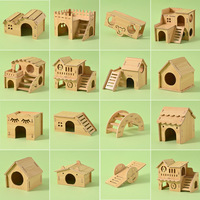 Maisonnette à balançoire en bois rectangulaire dorée à deux étages, écologique, pliable, réutilisable, pour petits animaux, nid et cachette
