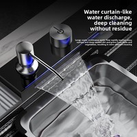 Évier de cuisine KEGAO en acier inoxydable 304, avec affichage numérique à 5 touches, robinet cascade double, pour lavage de légumes, design de luxe