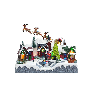 Modelo de <span class=keywords><strong>Villa</strong></span> <span class=keywords><strong>Navideña</strong></span> de Resina Brillante LED Recargable, Decoración de Escritorio, Regalo, Suministro de Fábrica - Product Image 3
