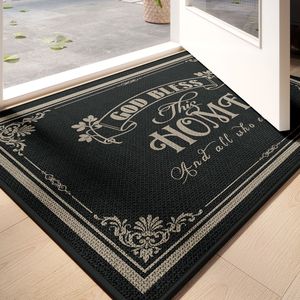 Alfombra de entrada rectangular de poliéster antideslizante con diseño de medallón para uso en interiores - Product Image 2