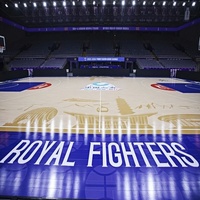 Terrain de sport multifonctionnel intérieur en contreplaqué d'érable ignifuge, écologique et approuvé FIBA Merry Pro pour le basketball et le volley-ball