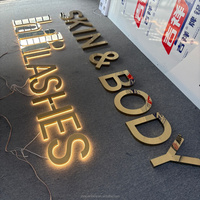 Enseigne lumineuse personnalisée en métal doré pour salon de beauté, logo de spa, décoration murale de réception, affichage de marque éclairé
