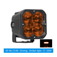 Fari LED da 20W per Fuoristrada, Cubo da 3 Pollici, Bianco Giallo Ambra, IP67, 9-36V DC 12V 24V, per Camion 4x4 ATV UTV, Fendinebbia e Faro di Guida