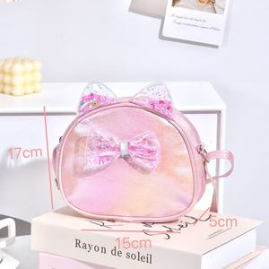 Túi đeo chéo vai hình tai mèo dễ thương chất liệu PU, khóa kéo, dây đeo đơn, dành cho bé gái, nhỏ gọn, lót polyester, giảm tải trọng, quà tặng - Product Image 2