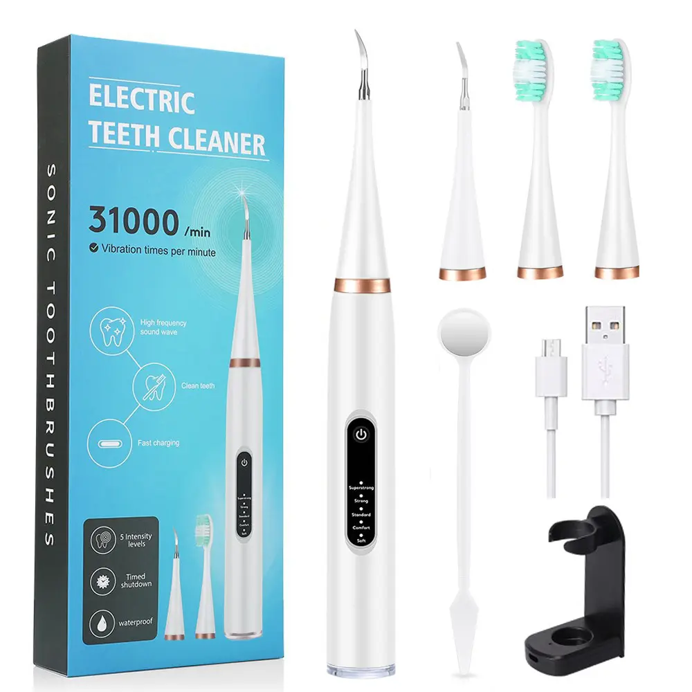 Removedor de sarro Dental para el Cuidado Oral, Kit de limpieza de dientes eléctrico, removedor de placa con cabezales reemplazables