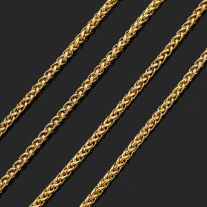 Fabricantes al por mayor Chapado en oro de acero inoxidable Cadena DE TRIGO Joyería 3mm 5mm Collar de cadena trenzada gruesa - Product Image 2
