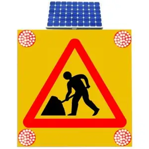 Hombres en el trabajo LED intermitente Señal de Control de Tráfico solar Precaución en la carretera Luz DE SEGURIDAD Señal de advertencia de tráfico para conductores