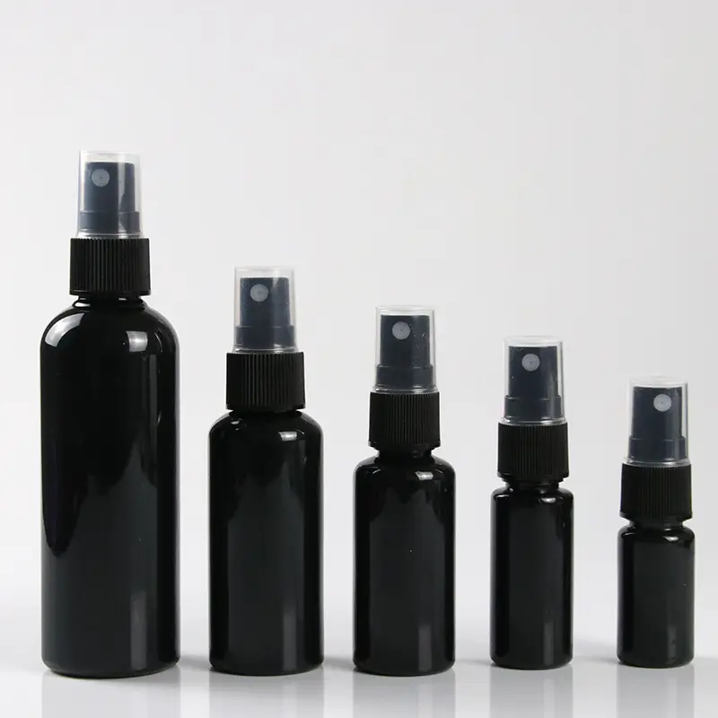Leere 50ml 100ml 150ml Haustier schwarz Kunststoff Fein nebel Sprüh flasche nachfüllbar für Haare und Reinigung