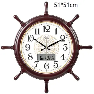 Ship Wheel Clock Wooden Ship Wheel Clock Nautical Brass Ship Wheel Clock Collectible Decorative