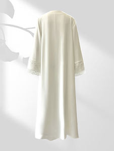 Abaya Abierta para Mujeres Musulmanas, Ropa Islámica de Poliéster, Larga hasta el Suelo, Manga Larga, Jalabiya de Ramadán con Encaje - Product Image 3