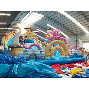 Castillo Inflable de Lujo con Tobogán, Parque Acuático Pirata, Combinado con Zona de Juegos Inflable, Alquiler para Fiestas y Eventos al Aire Libre - Product Image 1