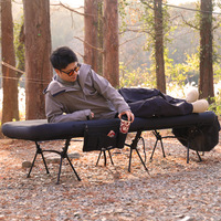 Lit de camping pliable portable avec matelas gonflable, hauteur réglable, multi-usages pour le camping, le bureau, la maison