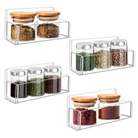 Lot de 4 Étagères à épices en acrylique à fixer au mur, 6 pouces, transparentes, organisateur suspendu (adhésif/vis)