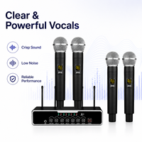 Système de microphone sans fil professionnel UHF 4 canaux X6-4 avec fonction de mise en sourdine automatique, micro portable pour performances scéniques professionnelles et chant