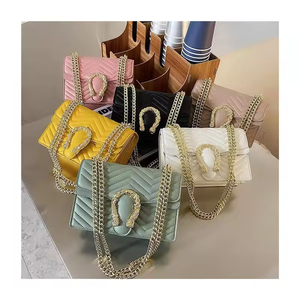 Wholesale Fashion PU Leather Women's Customized Color Zipper Closure Chain <b>Square</b> Shape Multi-function Shoulder Crossbody - Product Image 1