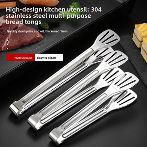 <span class=keywords><strong>Pince</strong></span> alimentaire anti-brûlure en acier inoxydable 304 DQ304 à trois lignes pour barbecue, steak, cuisson du pain, buffet et plats à frire rapides - Product Image 2