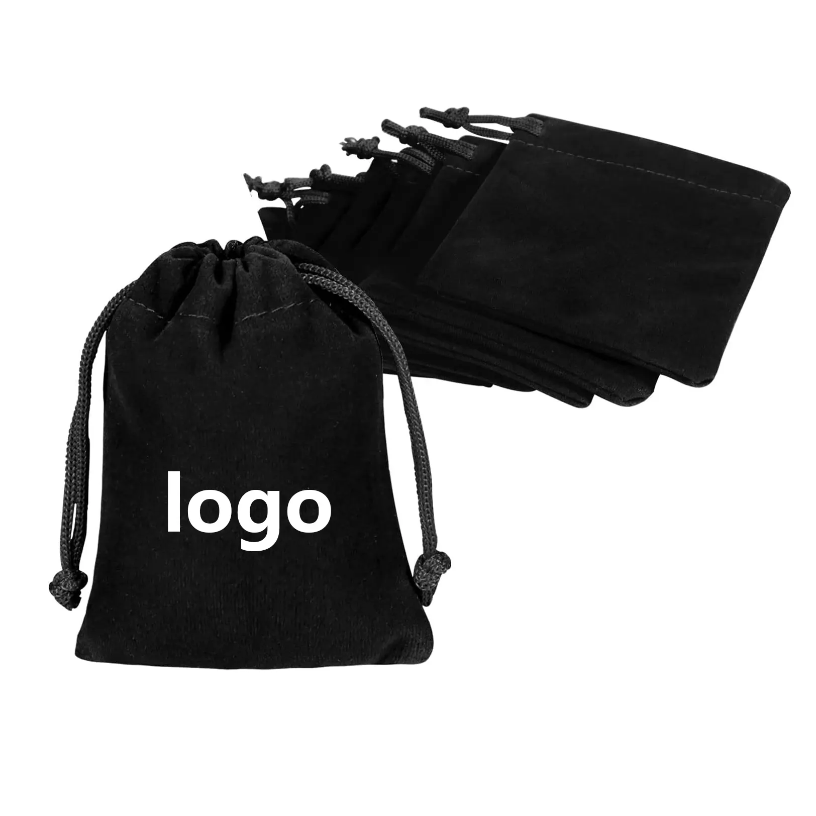 Hot Pingente Pulseira Lembrança Presente De Casamento Jóias Armazenamento Embalagem Reutilizável Black Velvet Drawstring Bag
